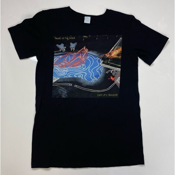 Panic At The Disco Death Of A Bachelor Graphic T-shirt Women Small Black Music - Picture 1 of 5